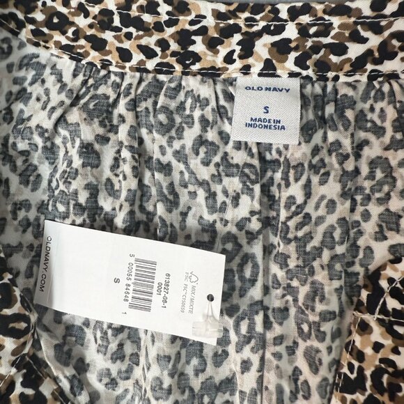 Old Navy Women’s Long Sleeve Button Front Blouse Leopard Print Size S Lightweigh - Picture 3 of 6